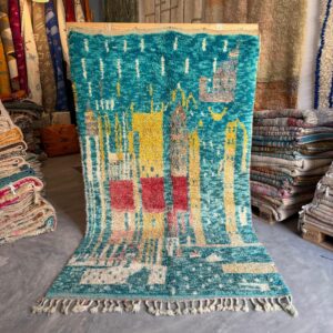 L'oasis-Bleue-handgemaakt-boujaad-wol-vloerkleed-hoofdafbeelding
