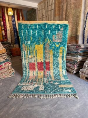 L'oasis-Bleue-handgemaakt-boujaad-wol-vloerkleed-hoofdafbeelding
